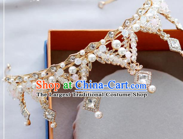 Handmade Baroque Princess Crystal Beads Royal Crown Children Hair Clasp Hair Accessories for Kids