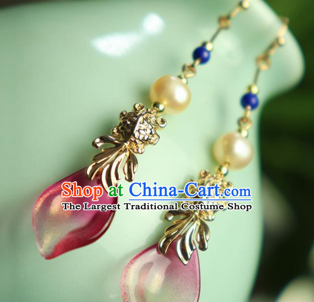 Traditional Chinese Handmade Goldfish Earrings Hanfu Ear Accessories for Women