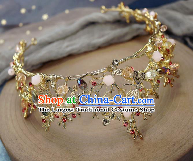 Handmade Baroque Princess Golden Dragonfly Royal Crown Children Hair Accessories for Kids