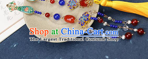 Traditional Chinese Handmade Blueing Tassel Brooch Hanfu Breastpin Jewelry Accessories for Women