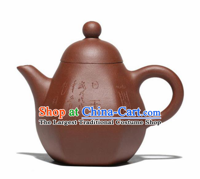 Traditional Chinese Handmade Carving Orchid Zisha Teapot Red Clay Pottery Teapot