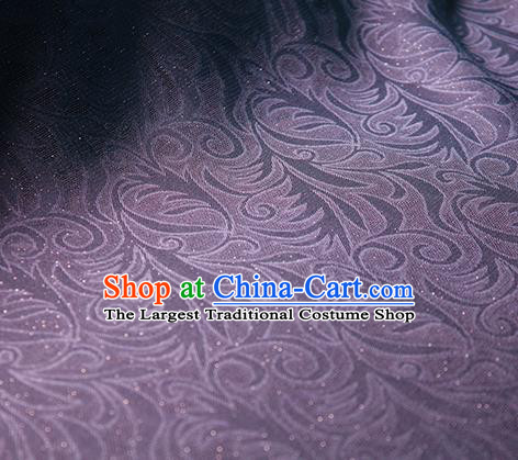 Traditional Chinese Classical Ombre Flowers Pattern Purple Silk Fabric Ancient Hanfu Dress Silk Cloth