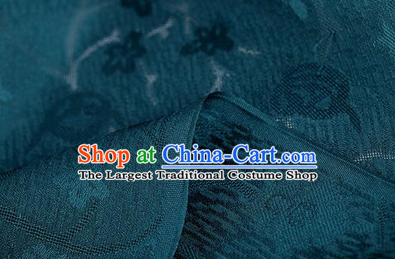 Traditional Chinese Classical Plum Blossom Pattern Peacock Green Silk Fabric Ancient Hanfu Dress Silk Cloth