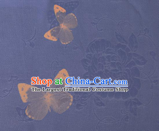 Traditional Chinese Classical Butterfly Pattern Violet Silk Fabric Ancient Hanfu Dress Silk Cloth