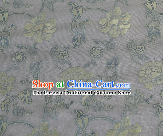 Traditional Chinese Classical Twine Peony Pattern Lilac Silk Fabric Ancient Hanfu Dress Silk Cloth
