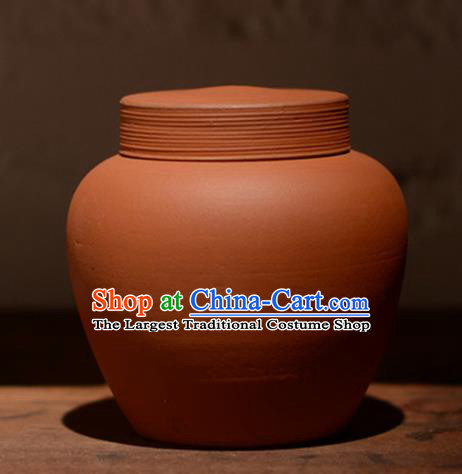 Traditional Chinese Handmade Zisha Tea Caddy Ashtray Red Clay Pottery Artware Tea Canister