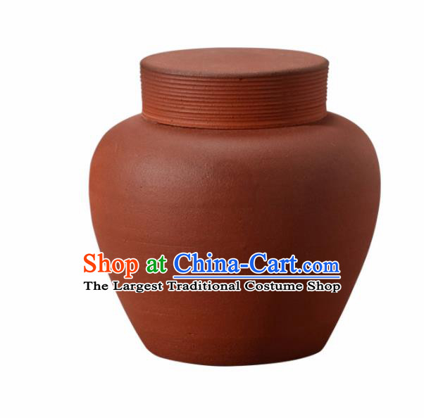 Traditional Chinese Handmade Zisha Tea Caddy Ashtray Red Clay Pottery Artware Tea Canister