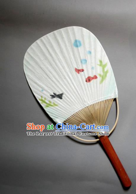 Traditional Chinese Handmade White Paper Palace Fans Bamboo Fans