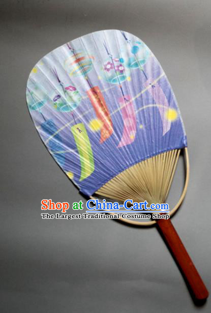 Traditional Chinese Handmade Printing Lilac Paper Palace Fans Bamboo Fans