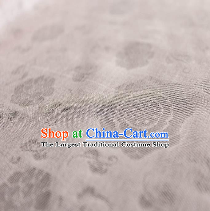 Traditional Chinese Classical Round Flowers Pattern Design White Silk Fabric Ancient Hanfu Dress Silk Cloth