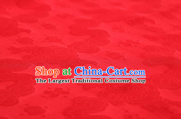 Traditional Chinese Classical Auspicious Cloud Pattern Design Red Silk Fabric Ancient Hanfu Dress Silk Cloth