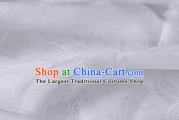 Traditional Chinese Classical Auspicious Cloud Pattern Design White Silk Fabric Ancient Hanfu Dress Silk Cloth
