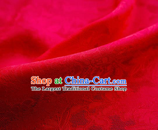 Traditional Chinese Classical Cirrus Flowers Pattern Design Red Silk Fabric Ancient Hanfu Dress Silk Cloth