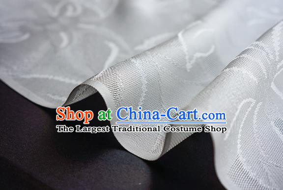 Traditional Chinese Classical Lily Flowers Pattern Design White Silk Fabric Ancient Hanfu Dress Silk Cloth