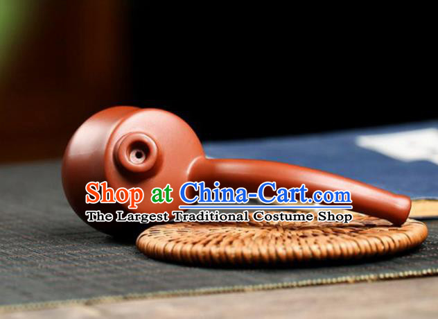 Traditional Chinese Handmade Zisha Tobacco Pipe Ashtray Red Clay Pottery Artware