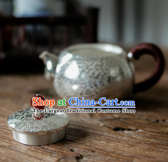 Traditional Chinese Handmade Kung Fu Teapot Silver Agate Tea Kettle