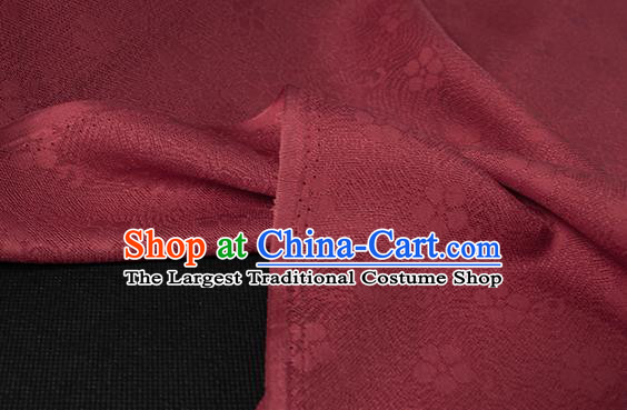 Traditional Chinese Wine Red Silk Fabric Classical Plum Blossom Pattern Silk Cloth