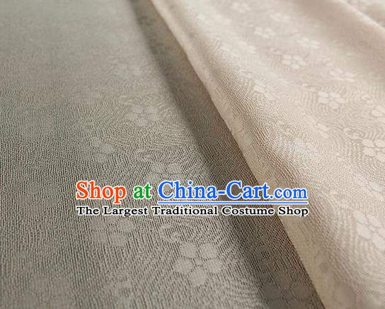 Traditional Chinese Beige Silk Fabric Classical Plum Blossom Pattern Silk Cloth