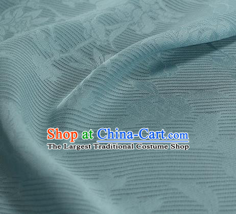 Traditional Chinese Classical Flowers Pattern Blue Silk Fabric Ancient Hanfu Silk Cloth