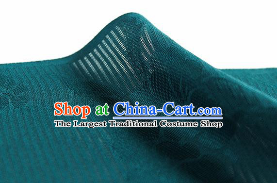 Traditional Chinese Classical Flowers Pattern Deep Green Silk Fabric Ancient Hanfu Silk Cloth