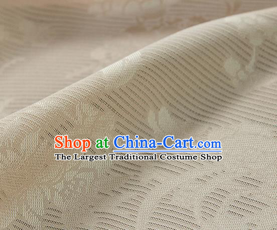 Traditional Chinese Classical Flowers Pattern Beige Silk Fabric Ancient Hanfu Silk Cloth