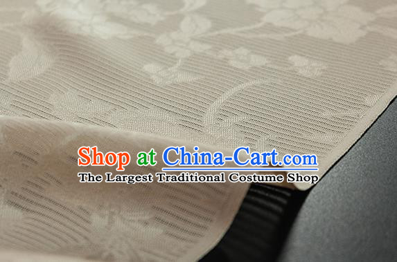 Traditional Chinese Classical Flowers Pattern Beige Silk Fabric Ancient Hanfu Silk Cloth