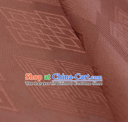 Traditional Chinese Classical Rhombus Pattern Brown Red Silk Fabric Ancient Hanfu Dress Silk Cloth