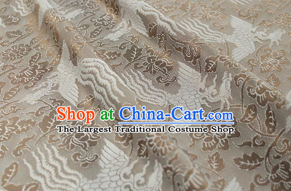 Traditional Chinese Classical Phoenix Peony Pattern Khaki Silk Fabric Ancient Hanfu Dress Silk Cloth