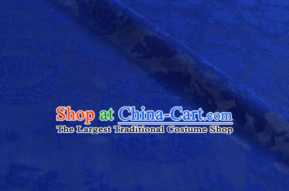 Traditional Chinese Classical Peony Pattern Royalblue Silk Fabric Ancient Hanfu Dress Silk Cloth
