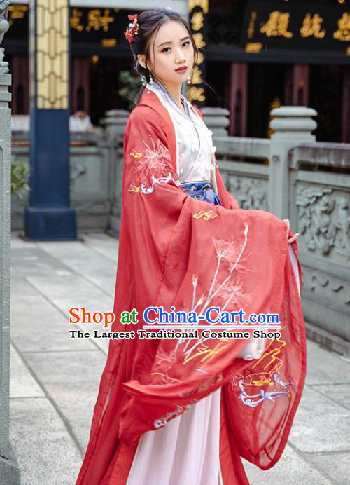 Traditional Chinese Han Dynasty Royal Princess Wedding Replica Costumes Ancient Imperial Concubine Red Hanfu Dress for Women