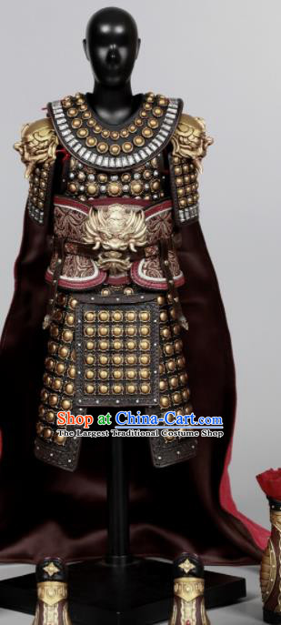 Chinese Ancient Cosplay General Armor and Helmet Traditional Three Kingdoms Dynasty Lv Bu Costumes Complete Set for Men