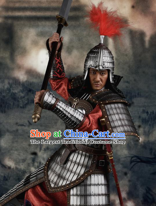 Chinese Ancient Cosplay General Armor and Helmet Traditional Tang Dynasty Supreme Commander Costumes Complete Set for Men