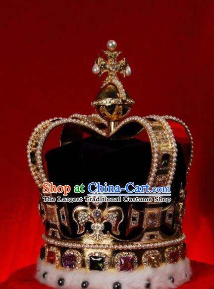 Top Grade Handmade Royal Crown Baroque Queen Hair Accessories for Women