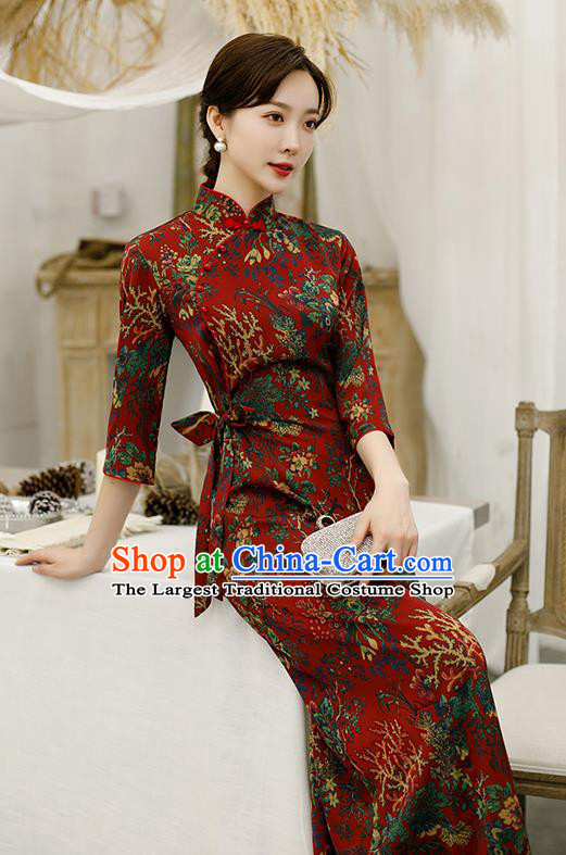 Traditional Chinese Classical Cheongsam National Costume Tang Suit Qipao Dress for Women