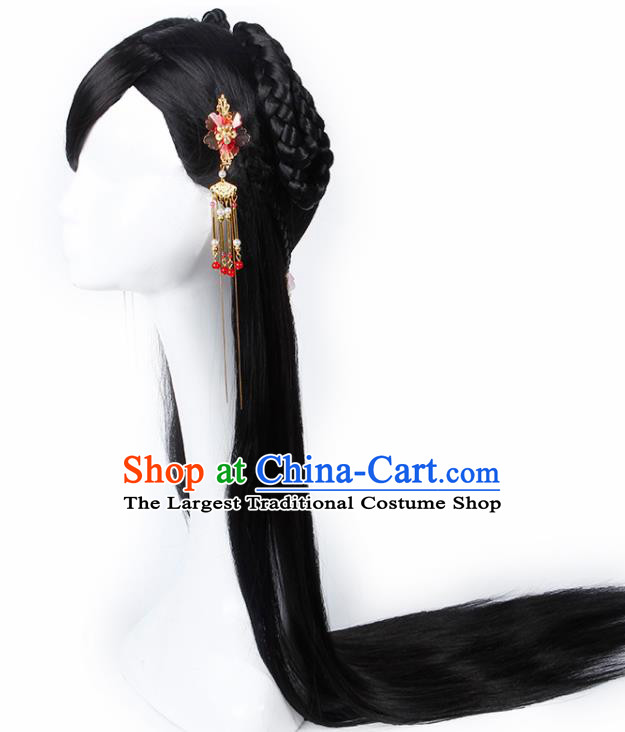 Chinese Traditional Han Dynasty Princess Wigs and Hairpins Ancient Goddess Hair Accessories for Women