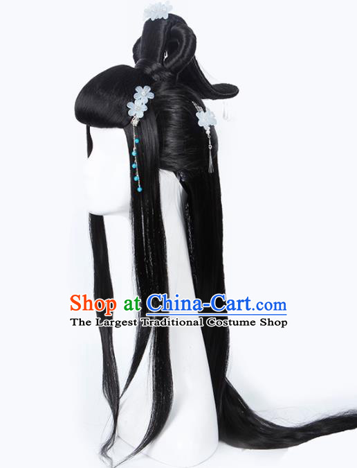 Chinese Traditional Han Dynasty Palace Princess Wigs and Hairpins Ancient Imperial Concubine Hair Accessories for Women
