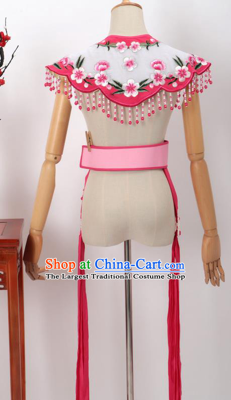 Chinese Traditional Beijing Opera Diva Accessories Pink Shoulder Cape and Belt for Women