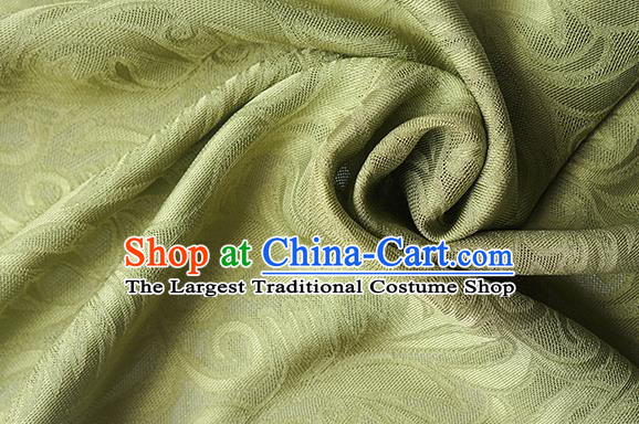 Traditional Chinese Classical Phoenix Flower Pattern Design Olive Green Silk Fabric Ancient Hanfu Dress Silk Cloth