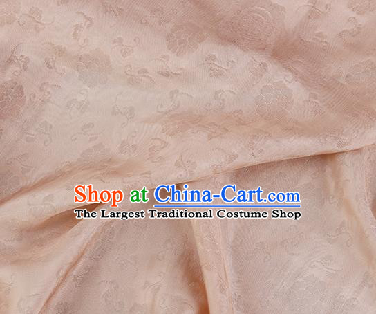 Traditional Chinese Classical Flower Pattern Design Light Orange Silk Fabric Ancient Hanfu Dress Silk Cloth