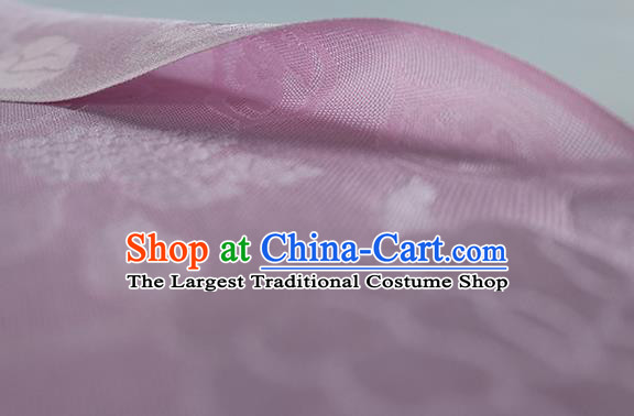 Traditional Chinese Classical Hibiscus Peony Pattern Design Lilac Silk Fabric Ancient Hanfu Dress Silk Cloth