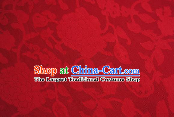 Traditional Chinese Classical Hibiscus Peony Pattern Design Red Silk Fabric Ancient Hanfu Dress Silk Cloth