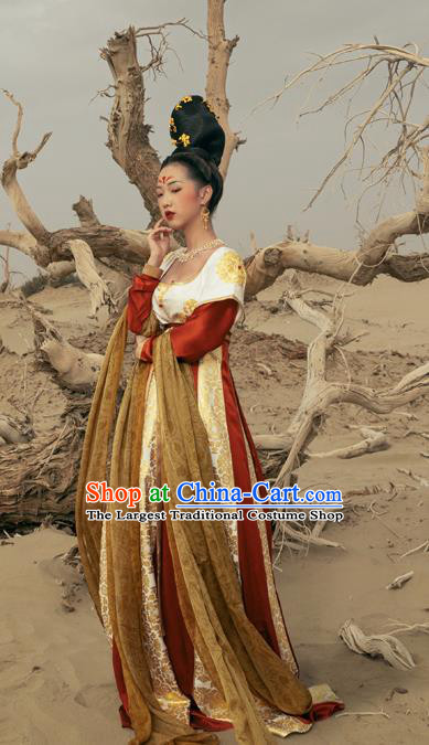 Traditional Chinese Tang Dynasty Royal Princess Replica Costume Ancient Court Apsaras Dance Hanfu Dress for Women