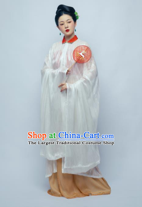Traditional Chinese Ancient Imperial Consort White Hanfu Dress Ming Dynasty Court Countess Replica Costume for Women