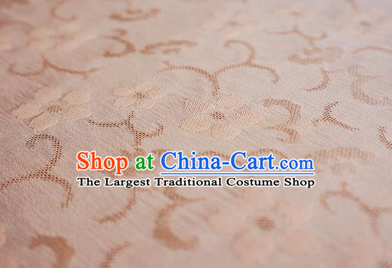 Traditional Chinese Classical Cherry Blossom Pattern Design Champagne Silk Fabric Ancient Hanfu Dress Silk Cloth