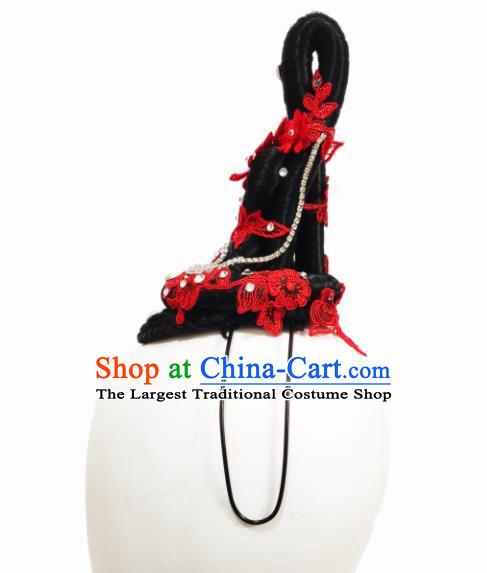 Chinese Traditional Classical Dance Hair Accessories Fan Dance Wig Chignon Headdress for Women