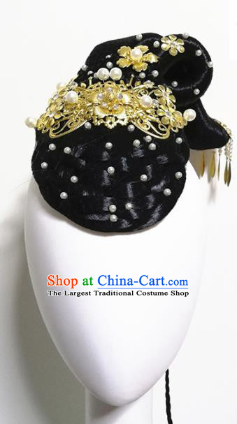 Traditional Chinese Classical Dance Yi Gu Ren Hair Accessories Fan Dance Wig Chignon Headdress for Women