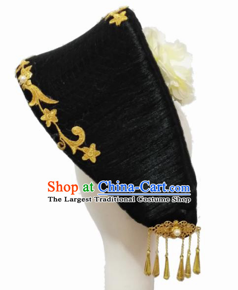 Chinese Traditional Classical Dance Li Bai Hair Accessories Fan Dance Wig Chignon Headdress for Women