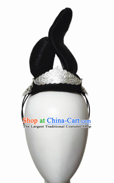 Chinese Traditional Classical Dance Ru Yi Niang Hair Accessories Fan Dance Wig Chignon Headdress for Women
