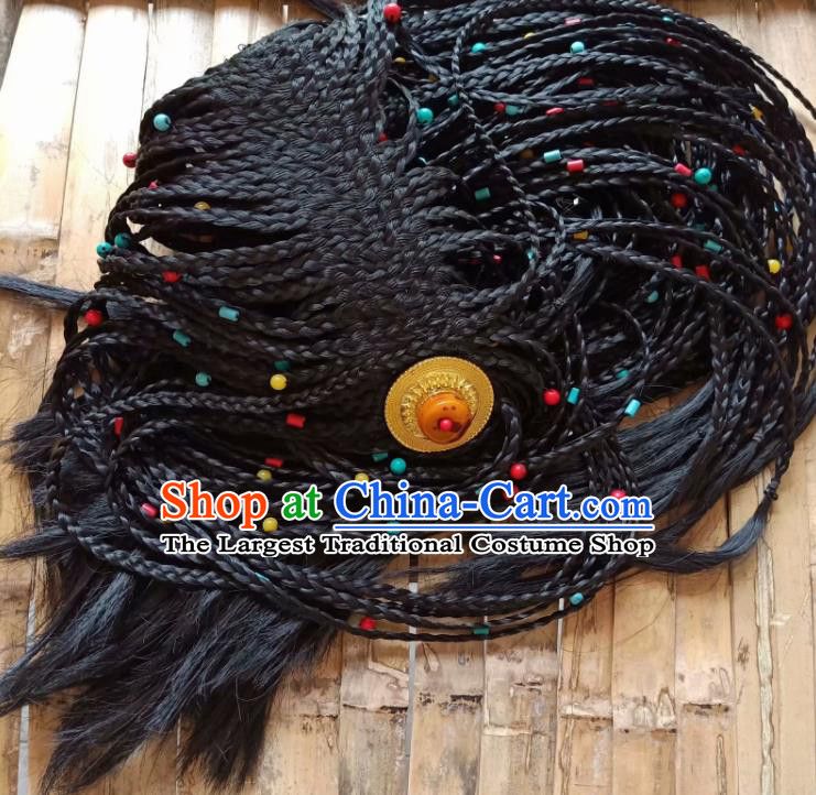 Chinese Traditional Zang Ethnic Braid Hair Accessories Tibetan Nationality Headwear for Women