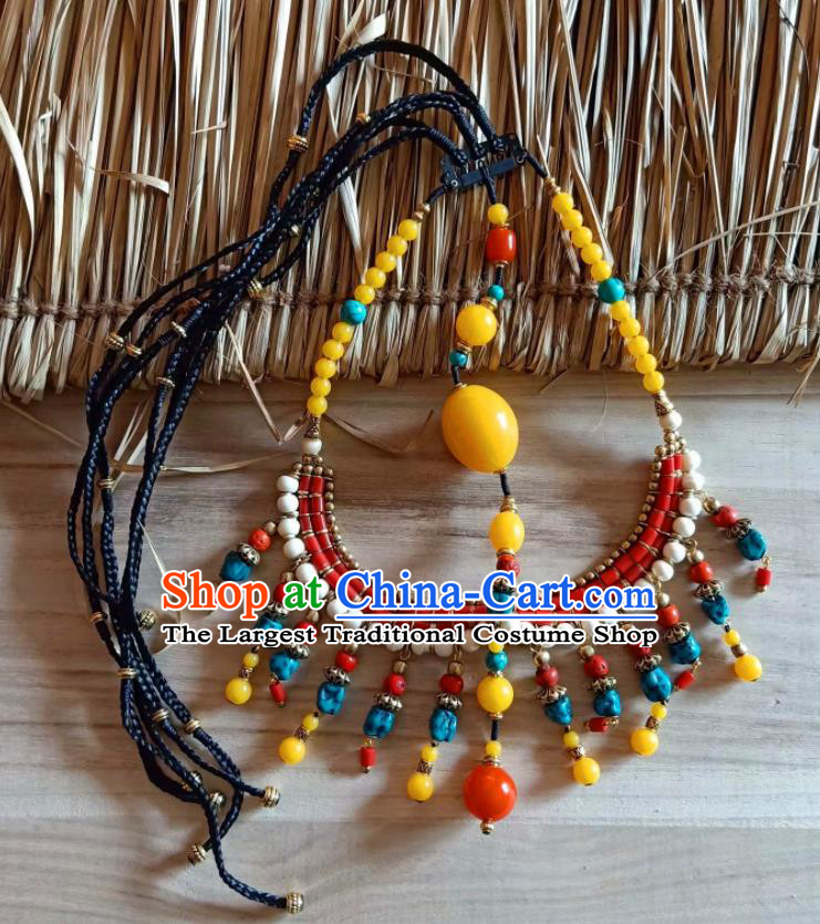 Chinese Traditional Zang Ethnic Tassel Hair Clasp Hair Accessories Tibetan Nationality Headwear for Women